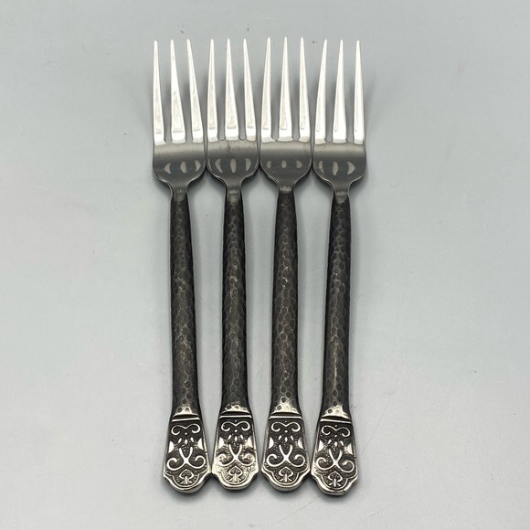 Gourmet Settings Other - Avalon Barcelona lot of 4 Dinner Forks Hammered Matte Handle by Gourmet Settings